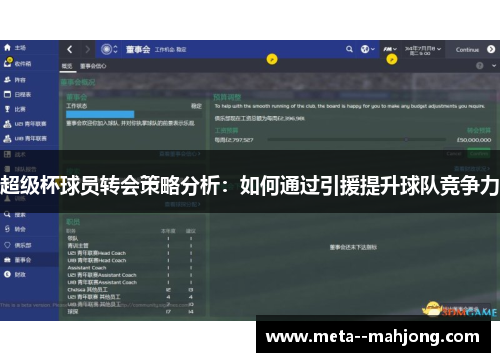 超级杯球员转会策略分析:如何通过引援提升球队竞争力 超级杯球员转会策略分析:如何通过引援提升球队竞争力