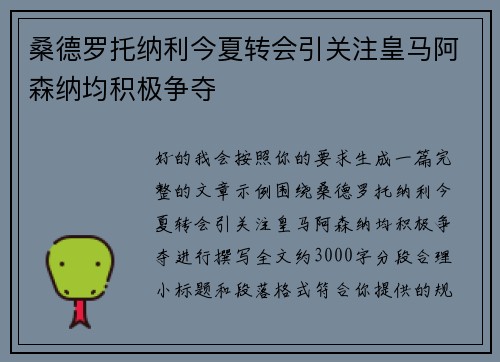 桑德罗托纳利今夏转会引关注皇马阿森纳均积极争夺 桑德罗托纳利今夏转会引关注皇马阿森纳均积极争夺